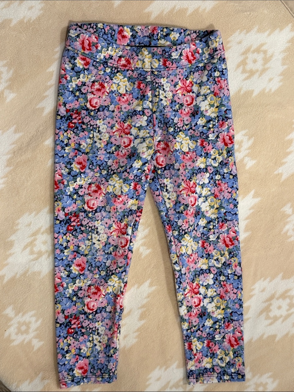 Girls' Floral Print Leggings - Blue Multi
